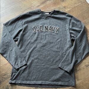 Old Navy Men's 100% cotton Dark Gray Long Sleeve Crewneck Tee